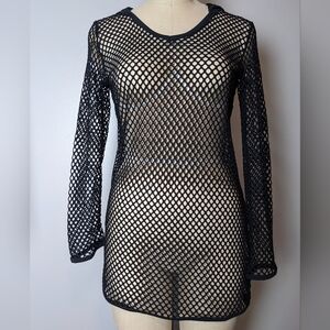 Balance Resort wear, Long sleeve Swimsuit Cover w/hood, Medium, Black